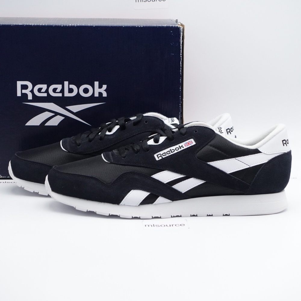 SLD NEW Size 14 Men's Reebok Classic Nylon Suede Sneakers GY7231 Black/White